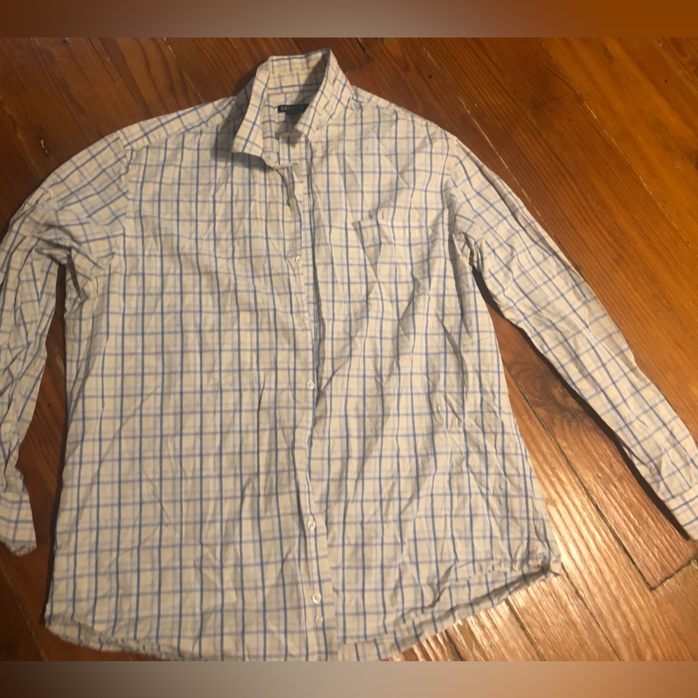 Blue and Yellow Plaid Long Sleeve Button-up